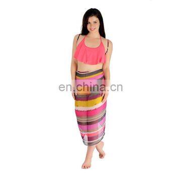 Multicolour Smudge Stripes Print Sarong