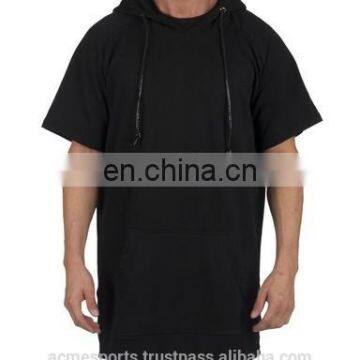 simple short sleeves elongated hoodies