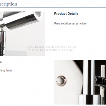 Chrome Indoor Bedside Led Wall Reading Lamps for Hotel/home With Double Light Wall Mounted Light photo-5