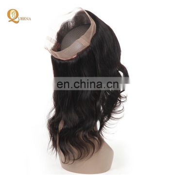 Queena hair extensions 360 lace frontal closure body wave weave 8a grade brazilian hair