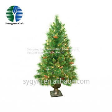 hot selling 100cm mini christmas tree lights colorful light metal base oem pine outdoor christmas decor