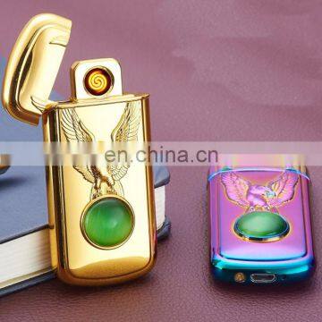 Double arc USB lighter three-dimensional relief decoration customized cigarette lighter