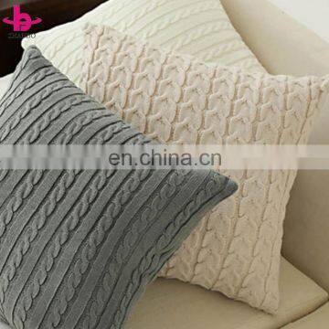 BSCI 100% Polyester Cable Knit Pillow Case Custom Solid Color Cozy Crochet Pillow Case photo-5