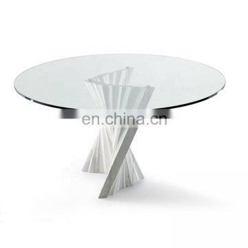 Wholesale cheap glass top dining table with polished edge dining room furniture