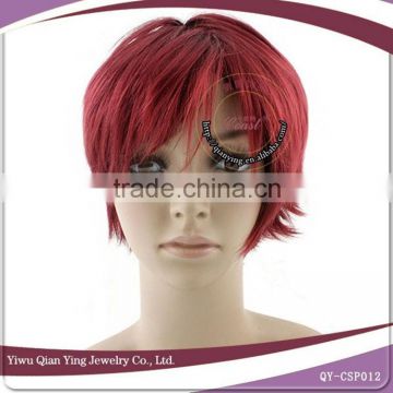 short curly red synthetic fiber cosplay male wigs