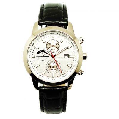 Stainless Steel Chronograph Watches Man Genuine Leather Multi-Function Watch photo-2