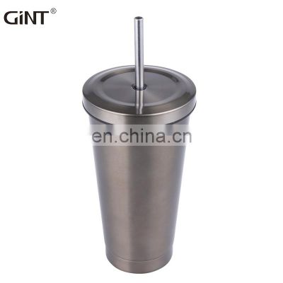 Gint Popular double wall vacuum trip coffee tumbler with straw 304 stainless steel customized color OEM Outdoor Juice Tumbler