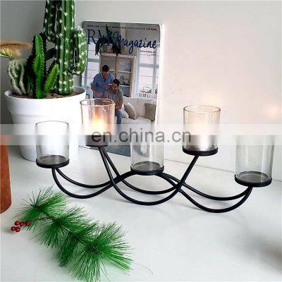 Geometric Home Decorative  Candlestick stand Chic Metal Glass Five-headed Candle Holder