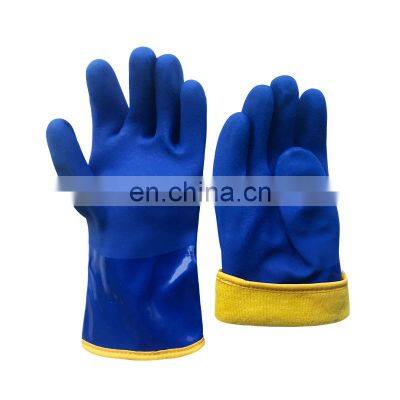 Wholesale high quality winter PVC oil resistant gloves with warm inner lining