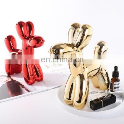 Northern European style home decoration animal shaped balloon dog saving pot ceramic gilded piggy bank