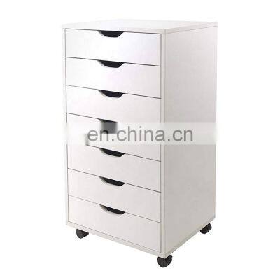 7 Drawers White Office storage Closet wooden Cabinet