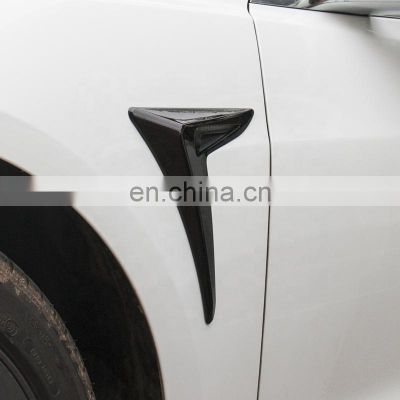 Factory Wholesale 2pcs Carbon Fiber Style Front Side Camera Fender Marker Cover Side Grille Trim Badge Stickers For Tesla Model