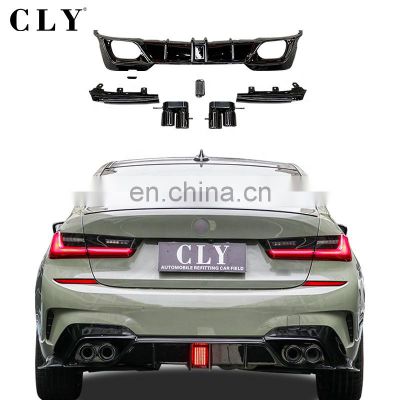 Genuine Diffuser With Exhaust Pipe For BMW 3 Series G20 G28 Racing Rear Lip With Tips Rear diffuser