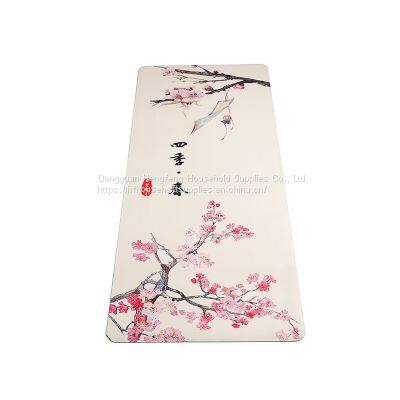 5mm Eco-friendly Non-slip Alignment line UV Printing Natural PU Rubber Yoga Mat