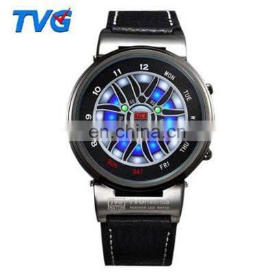 TVG X6 Men Digital Wrist Watch Fashion Cool Creative Date Week Multifunction LED Light Leather Strap Watch China Supplier