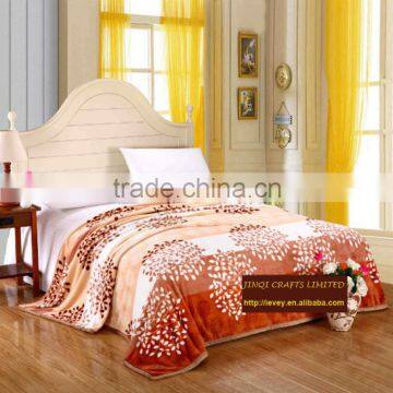 High quality flannel travel sleeping blanket orange leaves new design adults thick warm blanket