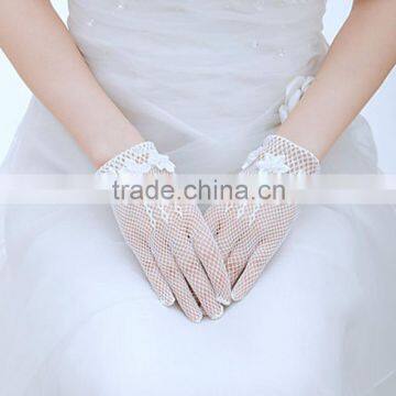 C23362B wholesale lady fashion white lace wedding gloves