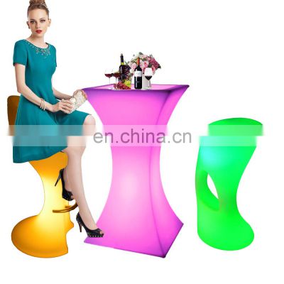 bar LED chair/RGBW color changing led outdoor patio garden nightclub furniture plastic party tables and chairs