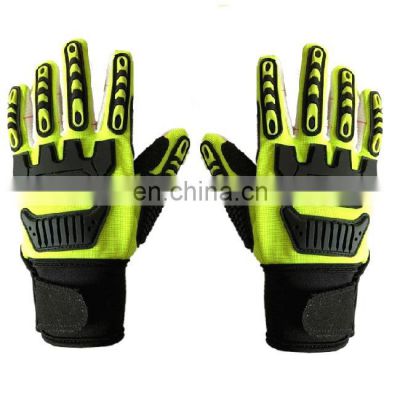 Hi-Vis Cotton Chore Palm TPR Knuckle Resistant Protection Drilling Gas Work Oilfield Impact Gloves