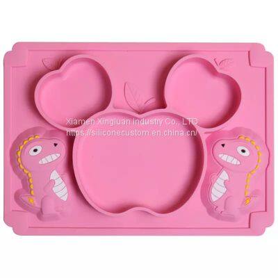 Silicona Baby Tableware Set Feeding Set Cartoon Silicone Dinosaur Plate photo-2