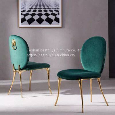 Nordic Velvet Gold stainless steel Leg Upholstery Modern leather designer Dining Chair Chairs For Dining Table