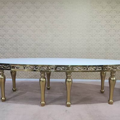 Wholesale gold stainless steel modern dining room table party event dining table