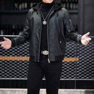 Leather Waterproofing Fashion Color Casual Sports Windproof Men's Long Sleeves Loose Jacket photo-2