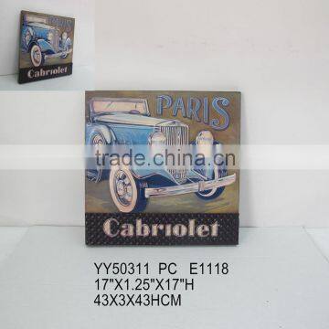 Paris cabriolet metal tin signs for wall decors, retro cabriolet tin sign, 3D metal tin sign cabriolet