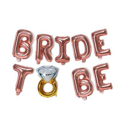 16Inch Rose Gold Bride to Be Letter Balloon Miss to Mrs Diamond Ring for Wedding Party Decoration Aluminum Foil Balloon