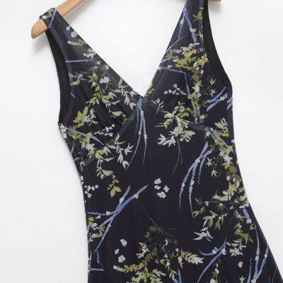 2025 Spring/Summer New European and American Style Women's Fashion Sexy Spicy Girl Waist Collection Printed Dress
