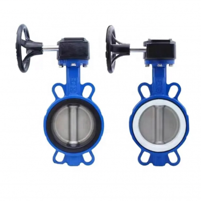 Cast Iron Hand Wheel Butterfly Valve Worm Wheel Drive PTFE Seal Clamp Wafer Type Butterfly Valve