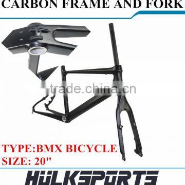 Cheap 20inch BMX Carbon Bicycle Frame Carbon Fork Carbon Fiber BXM Frame Bike Carbon Frame Factory