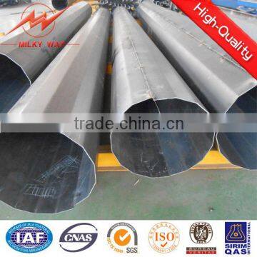 Polygonal Coating metal power pole with Cross Arm