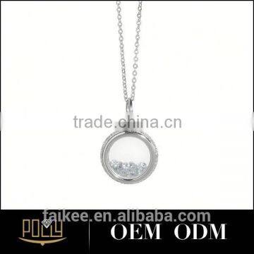 925 Silver Artificial Diamond Round Ring Pendant for Women Mirror Pendant photo-2