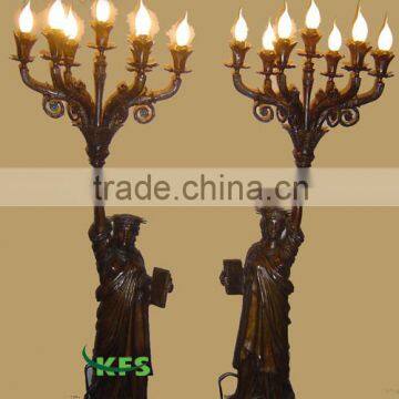 Bronze victory goddess candlesticks art decor