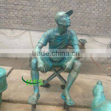 Bronze antique green boy statue