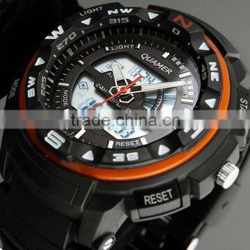 Men's Rubber Strap Orange Analog Digital Dual Sport Watch WS083