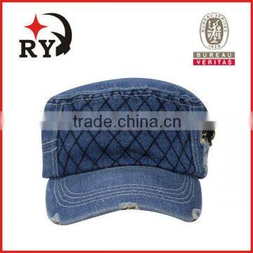 2014 best selling jeans fabric flat top with rivet sprot baseball cap hat