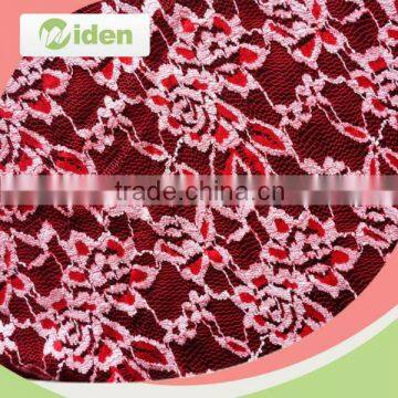 Free sample available bright red color net lace cotton and nylon embroidery lace fabric                        
                                                                                Supplier's Choice