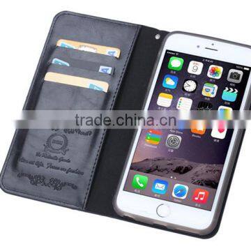 Manufacturer Wholesale PU leather cell phone case for iPhone 6/6s,protective card holder case with shrapnel