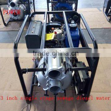 3 Inch Single Stage and Trash Key Start Sewage Diesel Water Pump for Water Treatment Use(KDP30S)