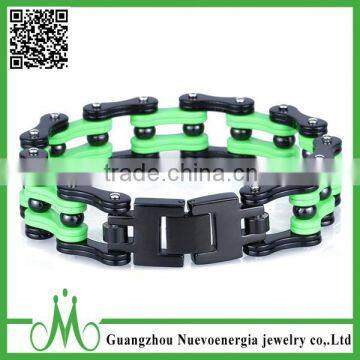 Stainless Steel Motorcycle Bike Chain Bracelet Mens Link Chain Bracelet Green Black