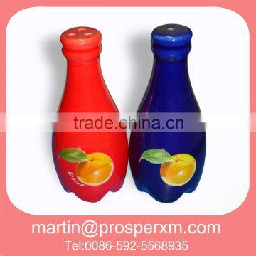 Ceramic beer bottle salt and pepper shaker