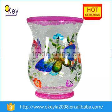 2016 Butterfly Painting Stained Colored Glass Vases Wholesale Cheap