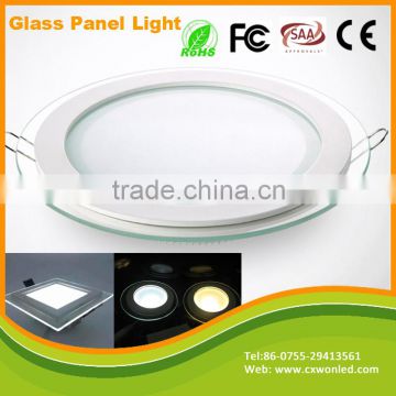 Factory New Design Glass Edge slim led panel lights 110lm/w SMD5730 6w 12w 18w 24w round square led glass panel light