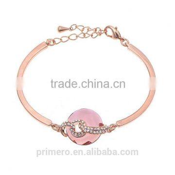 Vintage Rhinestone Cuff Crystal Bracelets 18K Rose Gold Plated Natural Crystal Bangle photo-2
