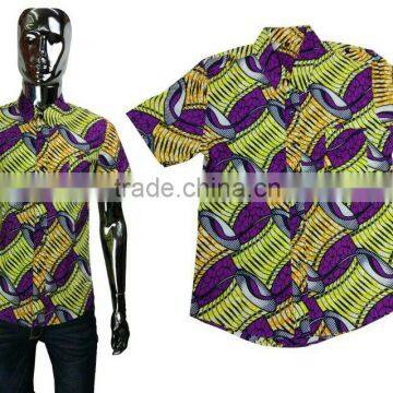 African Batik Fabric Clothing Mens t Shirt in High Quality photo-4