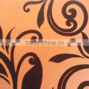 Flocked Upholstery Leather/Flocked Sofa Leather in flowers shap /Leather PU