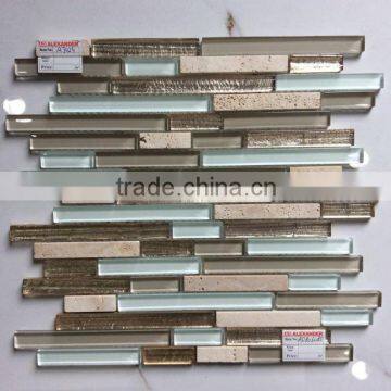 Most popular marble and crystal strip mosaic tile