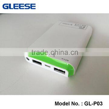 2016 Gleese Smart Advertisement Power Bank Two Ports Charger Portable Power Bank for Laptop and Mobile 6600mah